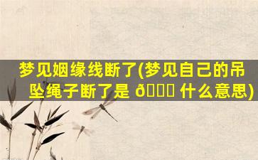 梦见姻缘线断了(梦见自己的吊坠绳子断了是 🐅 什么意思)